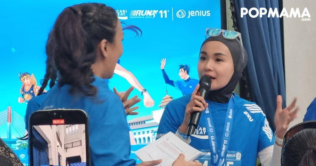 Soraya Larasati di Pocari Sweat Run Indonesia 2024 Bandung, Minggu (21/7/2024) - Popmama.com/Sania Chandra